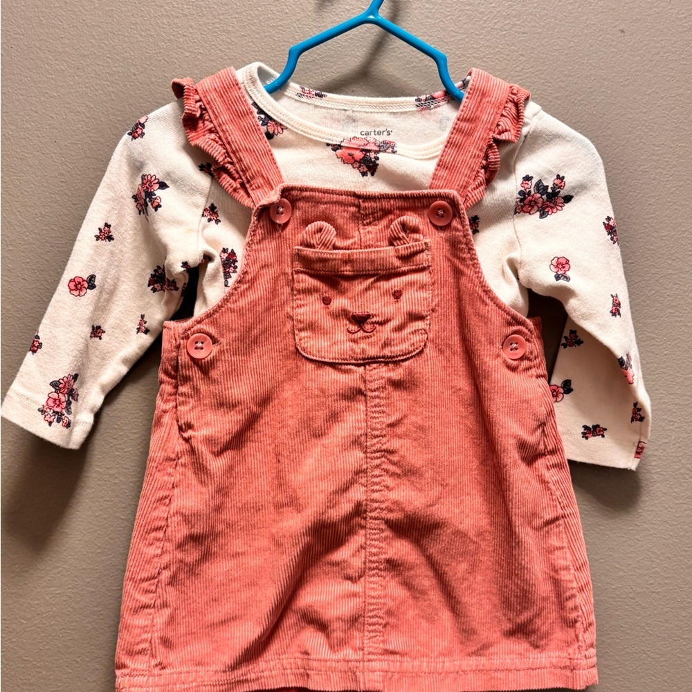Carter's Coral Corduroy Dress with Floral Top